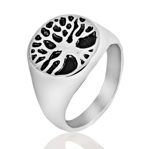 RTM2122 Tree of Life Ring Punk Stainless Steel Men's Band with Nature-Inspired Design