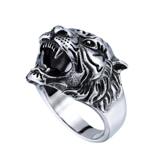 RTM2307 Men's Stainless Steel Tiger Head Ring Bold & Durable Jewelry Accessory