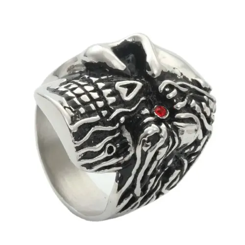 RTM1919 Punk Stainless Steel Skull Ring Zircon Edgy Jewelry Accessory