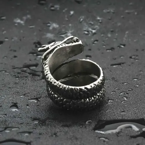 RTM2012 Double Headed Dragon Ring Chinese Punk Stainless Steel Jewelry