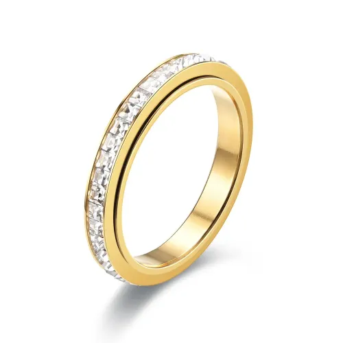 RTM2859 Small Square Diamonds Inlaid Pressure-Reducing Rotatable Ring Jewelry