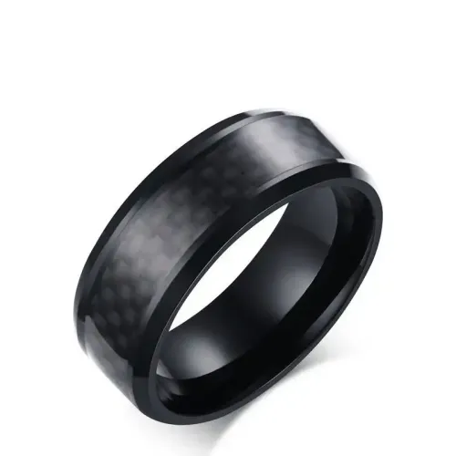 RTM71 8MM Carbon Fiber Men's Ring Stainless Steel Wedding Band