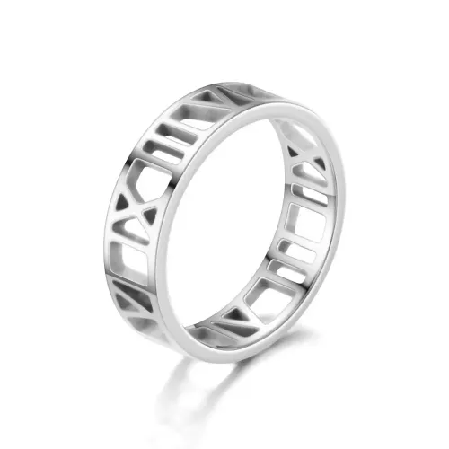 RTM2676 Customizable Roman Hollow Ring with Special Cut Shape Unique Design