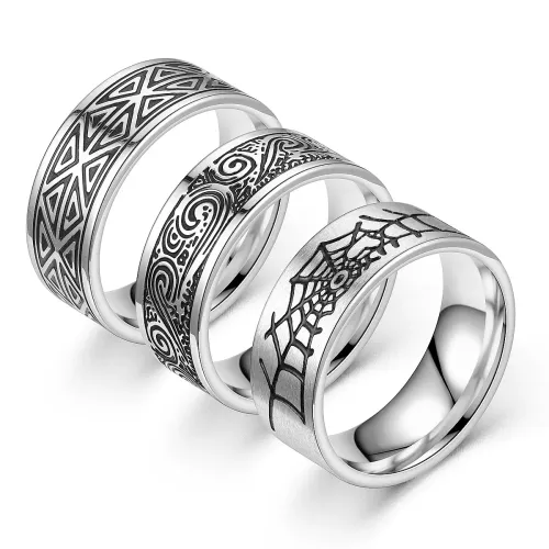 RTM788 Men's Oiled Stainless Steel Ring Durable Jewelry for Everyday Wear