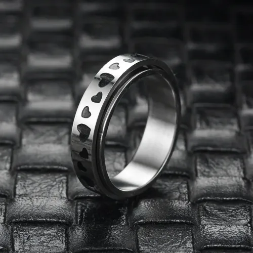 RTM834 Love-Shaped Rotating Stainless Steel Anti-Anxiety Ring Women's Couple Jewelry