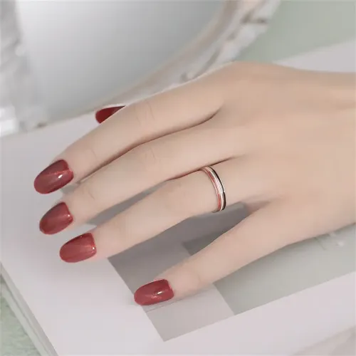 RTM784 Ultra Fine Tail Ring for Women Dripping Oil Stainless Steel Jewelry