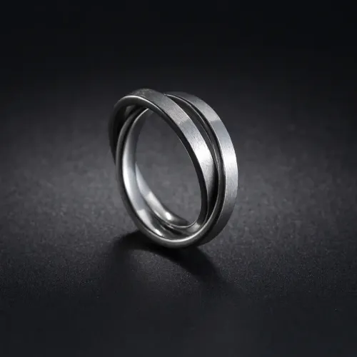 RTM2584 Stainless Steel Double Ring for Couples Unisex Men's and Women's Jewelry