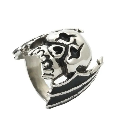 RTM1936 Punk Bat Skull Ring Stainless Steel Gothic Jewelry Accessory