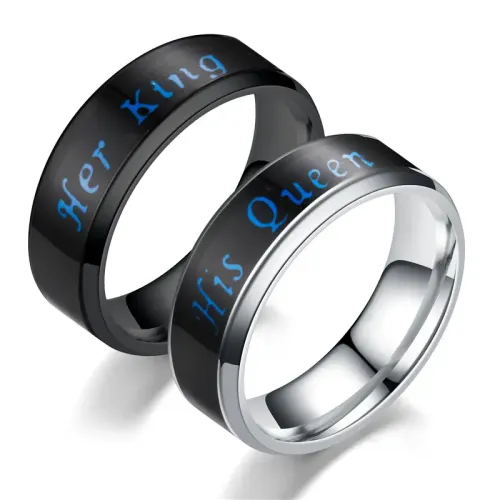 RTM2747 Intelligent Temperature Control HerKgHisQueen Couple Rings Bond of Love
