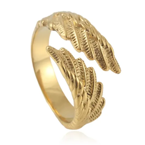 RTM1622 Men's Stainless Steel Ring with Animal Wing Design Feather Detailing Accessory