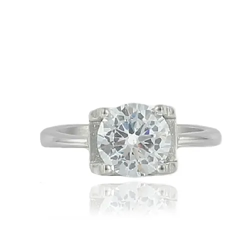 RTM1674 Elegant Korean White Stone Stainless Steel Gemstone Ring for Women Perfect Gift