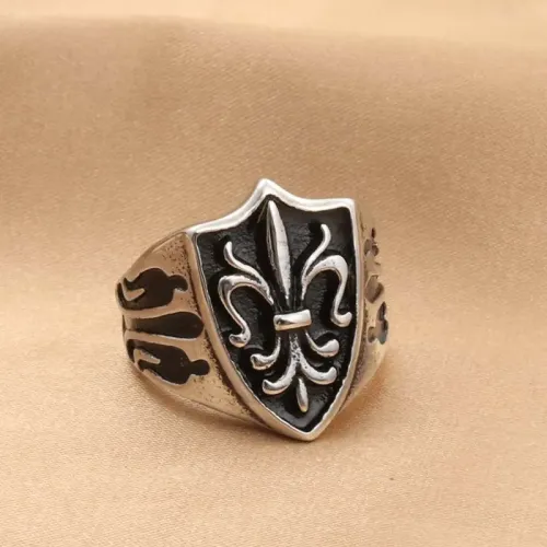 RTM1989 Stainless Steel Sword Totem Ring Elegant Patterned Jewelry for Men