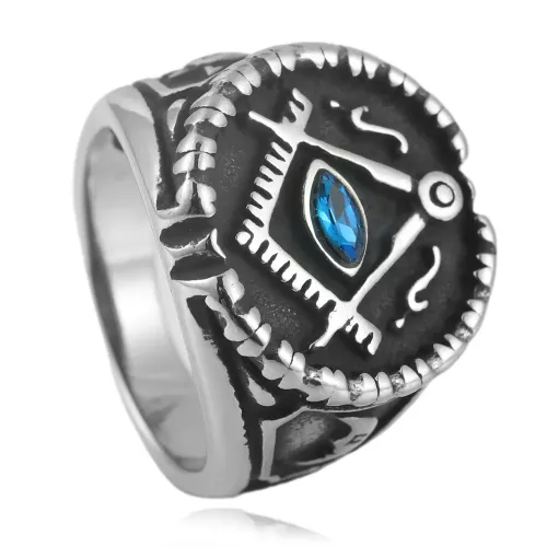 RTM1633 Masonic Eye Punk Ring in Stainless Steel Unique Men's Fashion Accessory