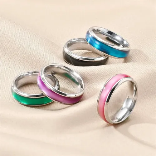 RTM936 Elegant Stainless Steel Drop Glaze Rings for Women Perfect Couple Accessory