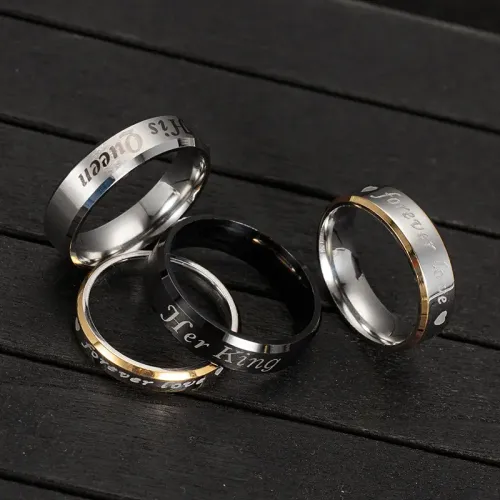 RTM1144 King & Queen Stainless Steel Couple Rings Eternal Love Trinket