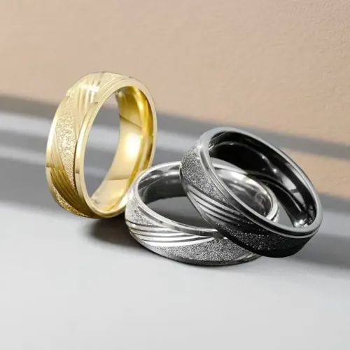 RTM807 Chic Stainless Steel Frosted Rings Modern Minimalist Jewelry