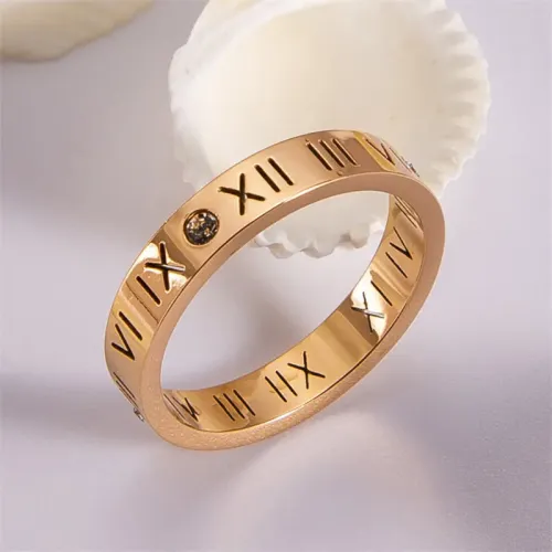 RTM1857 Elegant Kajia Couple's Ring Diamond & Stainless Steel Hollow Design