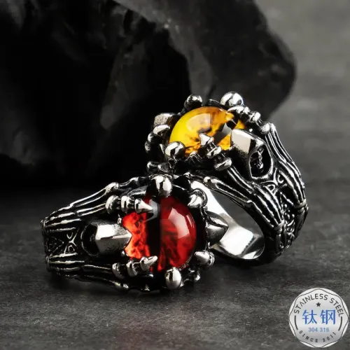 RTM2394 Devil Eye Skull Ring Men's Stainless Steel Punk Style Accessory