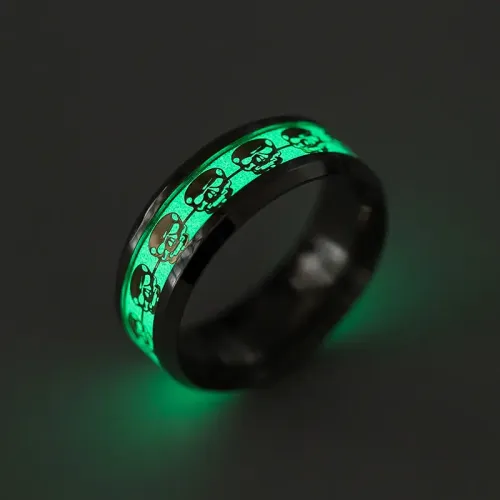 RTM1218 Luminous Skull Ring for Men Stainless Steel Punk Jewelry Accessory