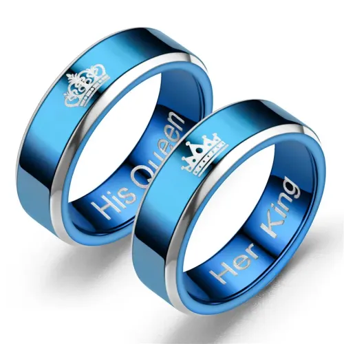 RTM2881 Blue Herkghisqueen Queen Couple Ring Pair Royal Bonding Jewelry