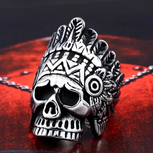 RTM2351 Men's Punk Skull Ring Stainless Steel Jewelry,Gothic Biker Style