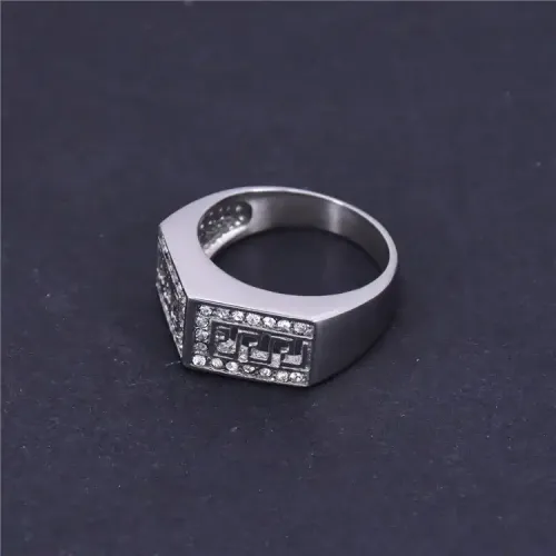 RTM372 Great Wall Pattern Ring American Diamond-Plated Stainless Steel