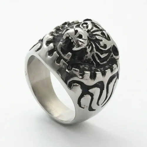 RTM2014 Flame Cheetah Ring Punk Stainless Steel Animal Band Jewelry Accessory