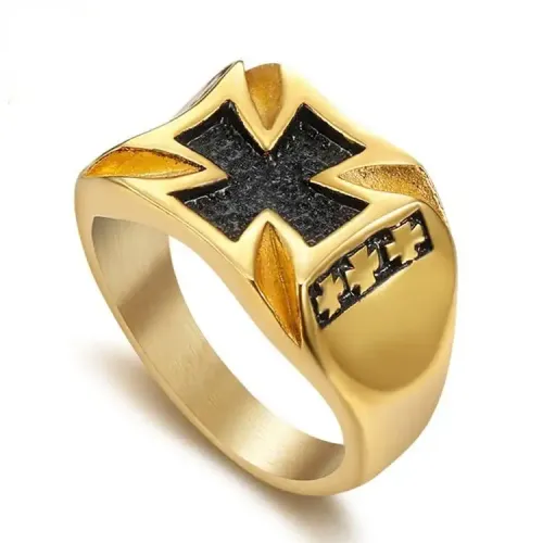 RTM262 Black Crow Cross Ring Punk Jewelry for Men and Women