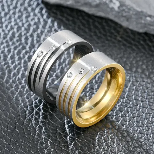 RTM701 Stainless Steel Diamond Ring for Couples Eternal Love & Commitment