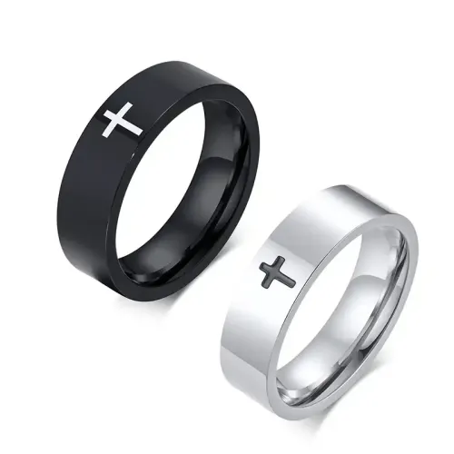 RTM38 Men's Epoxy Cross Ring Durable Stainless Steel Jewelry