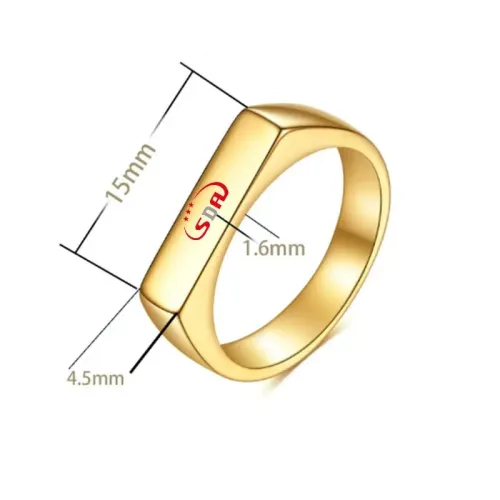 RTM2251 Exquisite DIY Gold Flat Square Bar Ring for Couples Stainless Steel