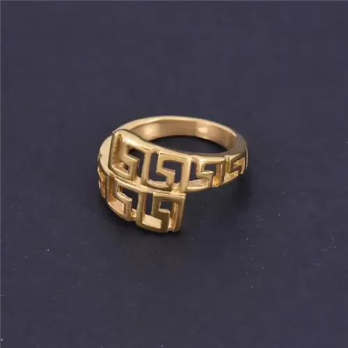 RTM344 Great Wall Pattern Titanium Ring Hollow Stainless Steel Jewelry for Women