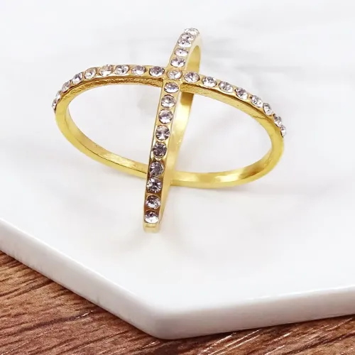 RTM247 Custom 18K Gold Diamond Titanium Steel Rings Women's Luxury Jewelry