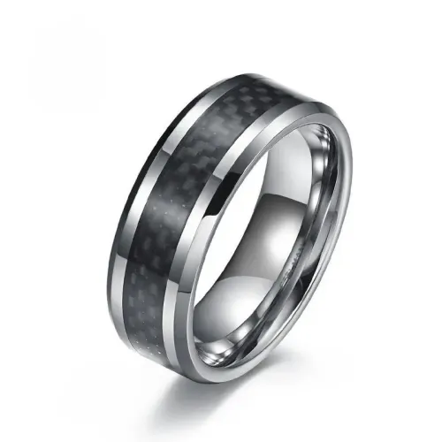 RTM1119 Elegant Men's Tungsten Steel Ring Durable Stainless Band for Everyday Wear