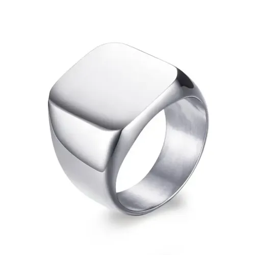 RTM104 Men's Stainless Steel Bare Body Square Ring Titanium Jewelry for Men