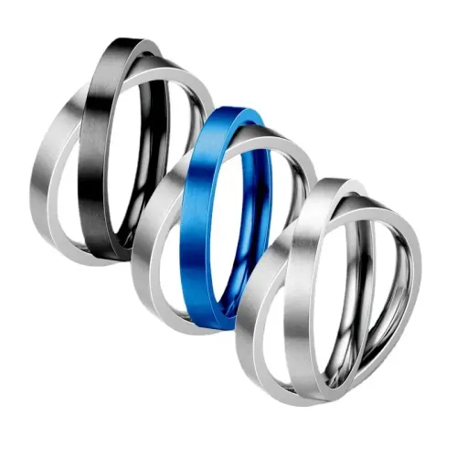 RTM1026 Stylish Decompression Rotating Double Ring Stainless Steel Couple Jewelry