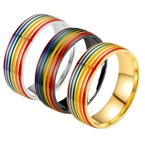 RTM721 Colorful Dripping Oil Stainless Steel Rings Chic Couple's Jewelry for Men & Women