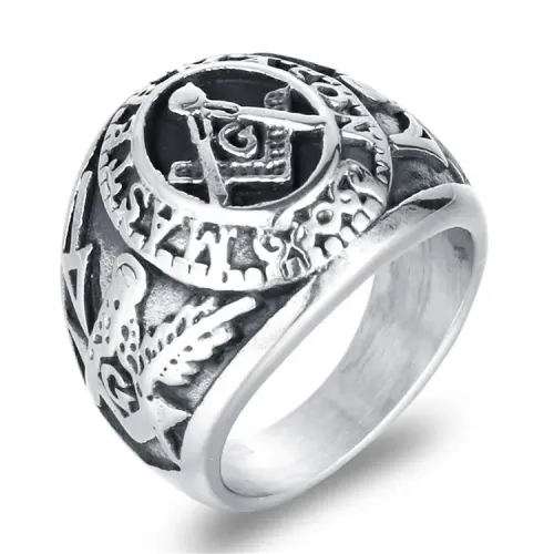 RTM2154 Scout Flower Punk Freemasonry Ring Stainless Steel Design for Edgy Style