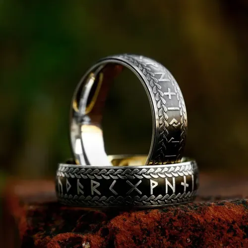 RTM2369 Viking Rune Ring Electroplated Stainless Steel Norse Band