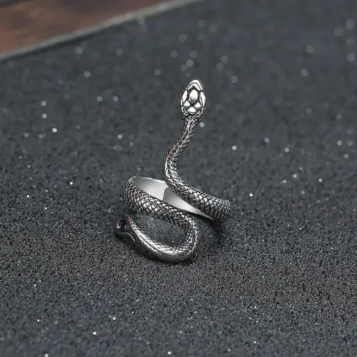 RTM187 Men's Stainless Steel Snake Ring Sleek Steel Color Band