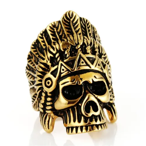 RTM2139 Indian Skull Ring for Women Punk Stainless Steel Fashion Accessory