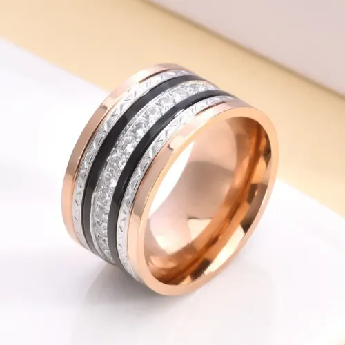 RTM2236 Colorfast 5A Zircon Stainless Steel Ring for Girls Elegant Jewelry Accessory