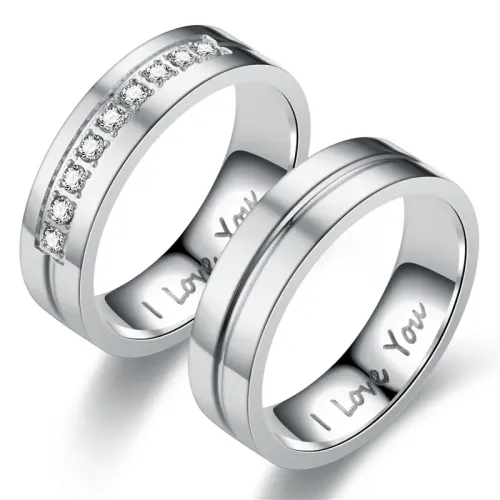 RTM2728 I LOVE YOU Diamond Couple Rings Express Eternal Love with Sparkling Gems
