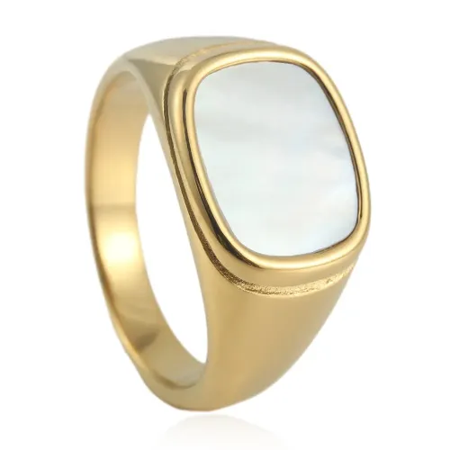 RTM1611 Multicolor Stone Punk Band Oval Stainless Steel Ring for Edgy Style