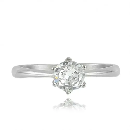 RTM1668 Elegant Korean White Stone Inlaid Stainless Steel Gemstone Ring for Women