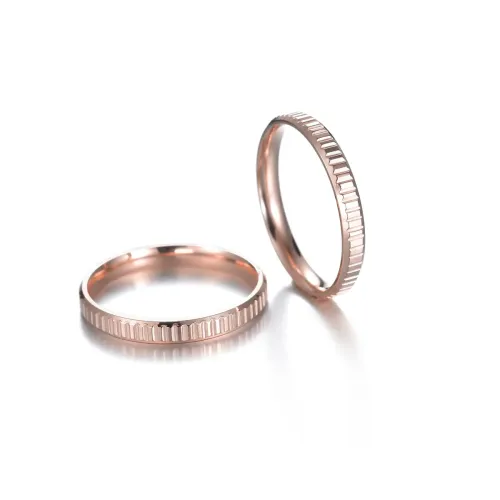 RTM1318 Rose Gold Stainless Steel Gear Ring Concave & Convex Design S Jewelry
