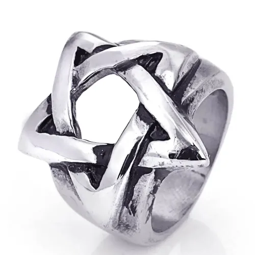 RTM2167 Punk Pentagram Stainless Steel Ring Edgy Fashion Accessory for Men