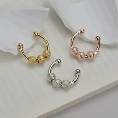 RTM2599 Women's Anti-Stress Stainless Steel Rotatable Ball Bead Ring Open Design