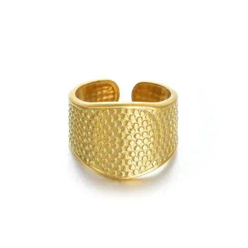 RTM2513 14K Gold Dot Adjustable Wide Ring for Women Stainless Steel Fashion Accessory