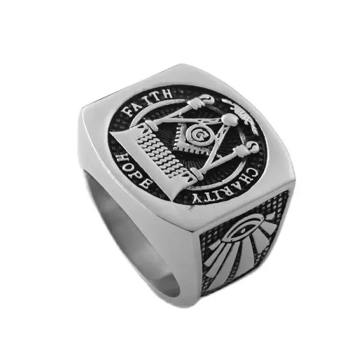 RTM1834 Masonic Ring Stainless Steel Engraved engrave Detail Elegant Men's Jewelry